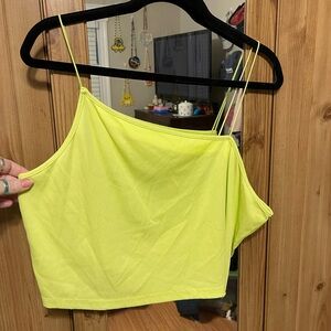 Neon yellow asymmetrical tank